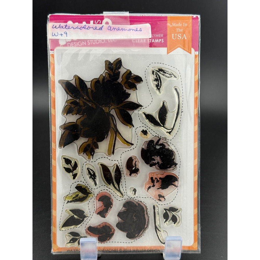 WPlus9 Watercolored Anemones Clear Stamp Set Floral Photopolymer Made in USA